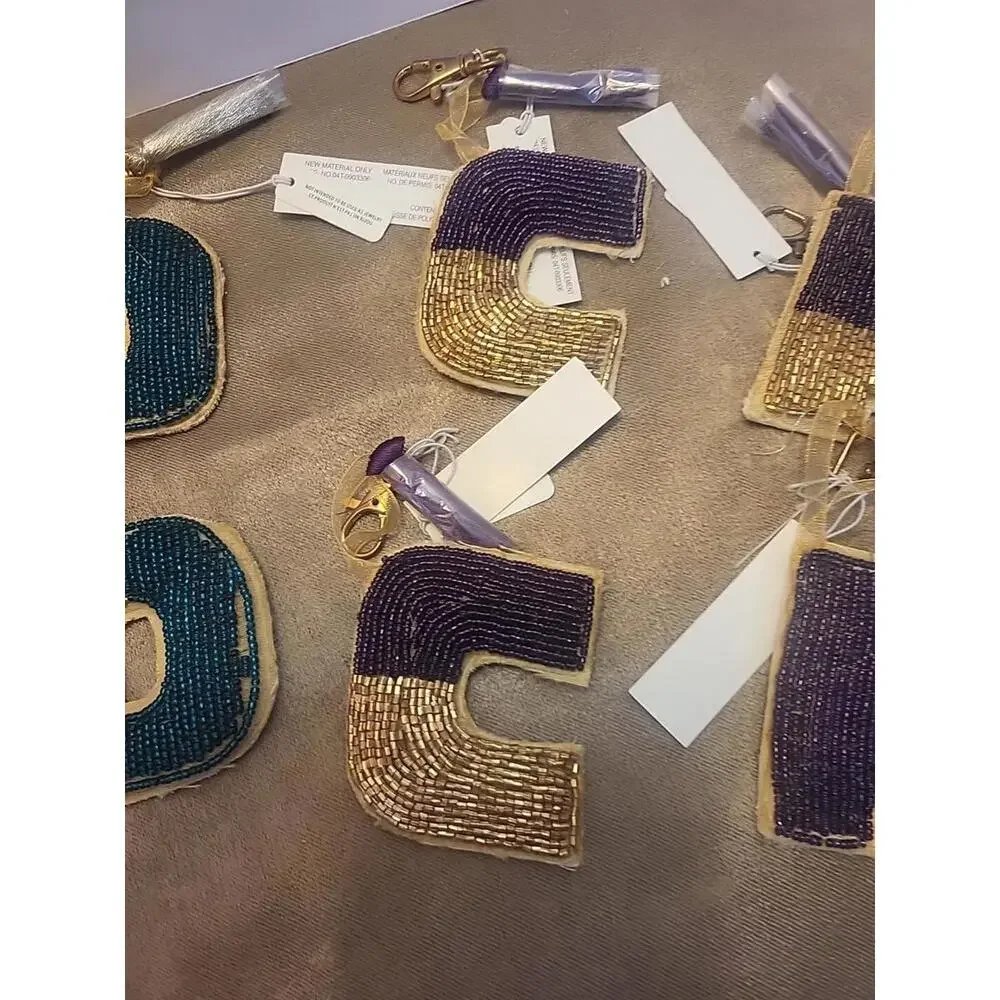 BEADED LETTERS WITH TASSLES LOT OF 9 For Keys, Purses Or Crafts